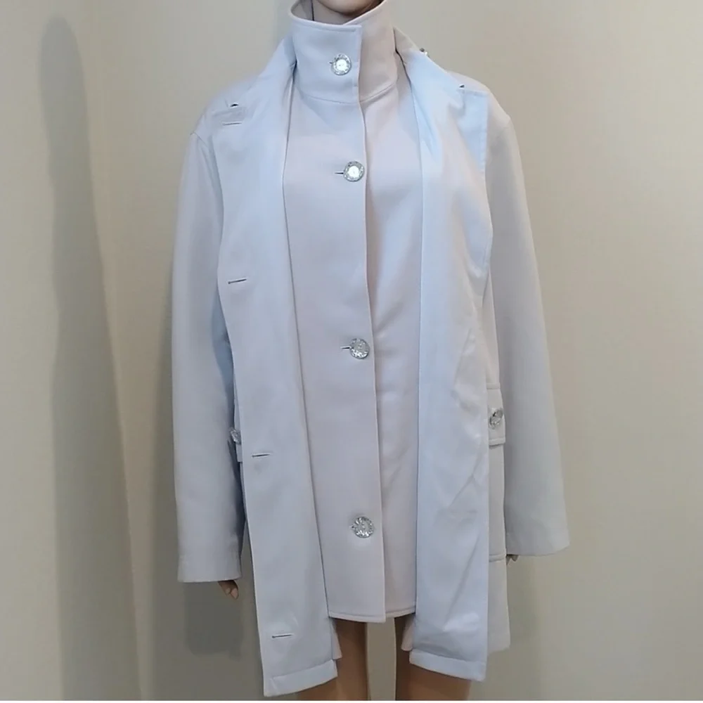 Reflections by SPIEGEL pale blue coat Women’s size medium chic layered look M - Picture 3 of 16